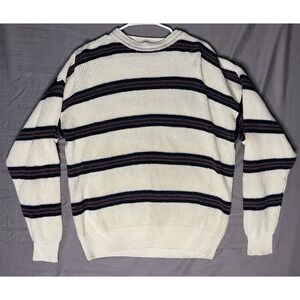 Vintage Woods and Gray Sweater Men's Size Large White Colored Stripes Pullover